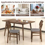 Juego de 2 sillas de comedor Costway con estructura de madera de caucho, asiento acolchado y respaldo curvo para sala de estar