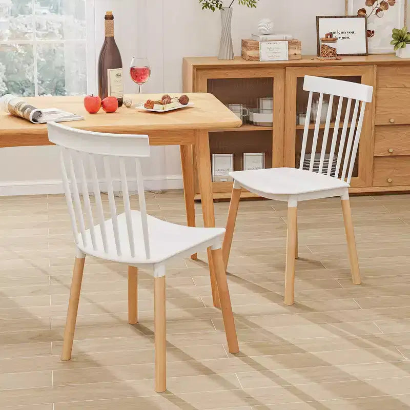Costway Juego de 4 sillas de comedor Windsor Sillas de comedor con respaldo de husillo y asientos curvados
