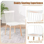 Costway Juego de 4 sillas de comedor Windsor Sillas de comedor con respaldo de husillo y asientos curvados