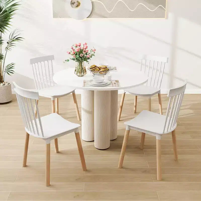 Costway Juego de 4 sillas de comedor Windsor Sillas de comedor con respaldo de husillo y asientos curvados