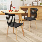 Costway Juego de 4 sillas de comedor Windsor Sillas de comedor con respaldo de husillo y asientos curvados