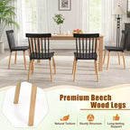 Costway Juego de 4 sillas de comedor Windsor Sillas de comedor con respaldo de husillo y asientos curvados