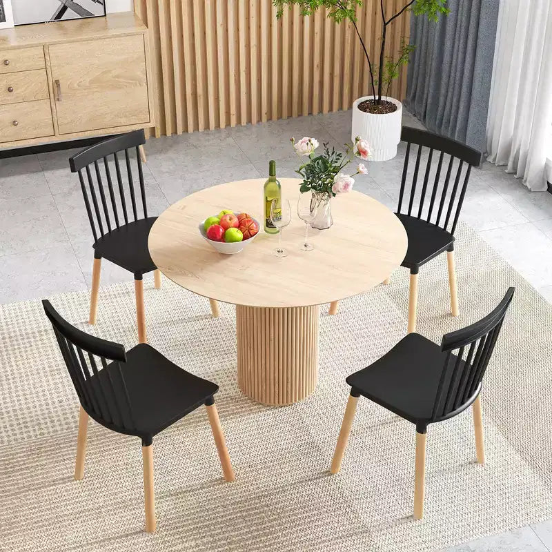 Costway Juego de 4 sillas de comedor Windsor Sillas de comedor con respaldo de husillo y asientos curvados