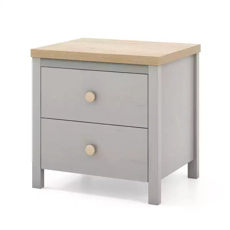 Mesita de noche Costway estilo rústico con patas de madera maciza y 2 cajones para dormitorio