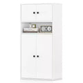 Costway 1/2 PCS 44 Tall Bookshelf w/Doors & Adjustable Shelf for Study Living Room Dining Room
