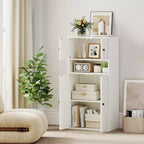Costway 1/2 Uds. Estantería de 44'' de Alto con Puertas y Estante Ajustable para Estudio, Sala de Estar, Comedor