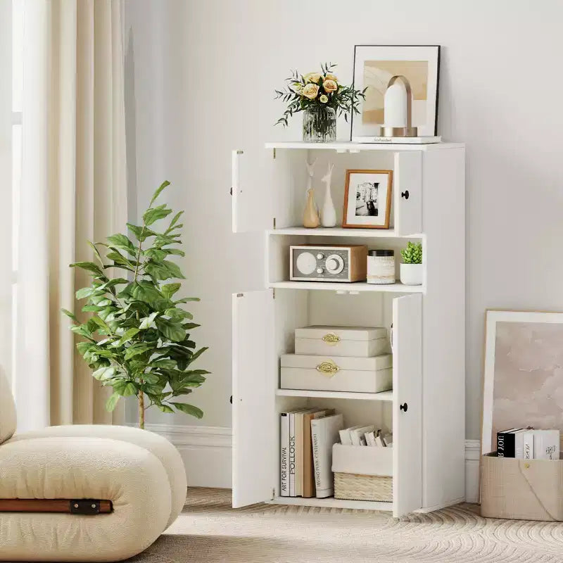 Costway 1/2 Uds. Estantería de 44'' de Alto con Puertas y Estante Ajustable para Estudio, Sala de Estar, Comedor