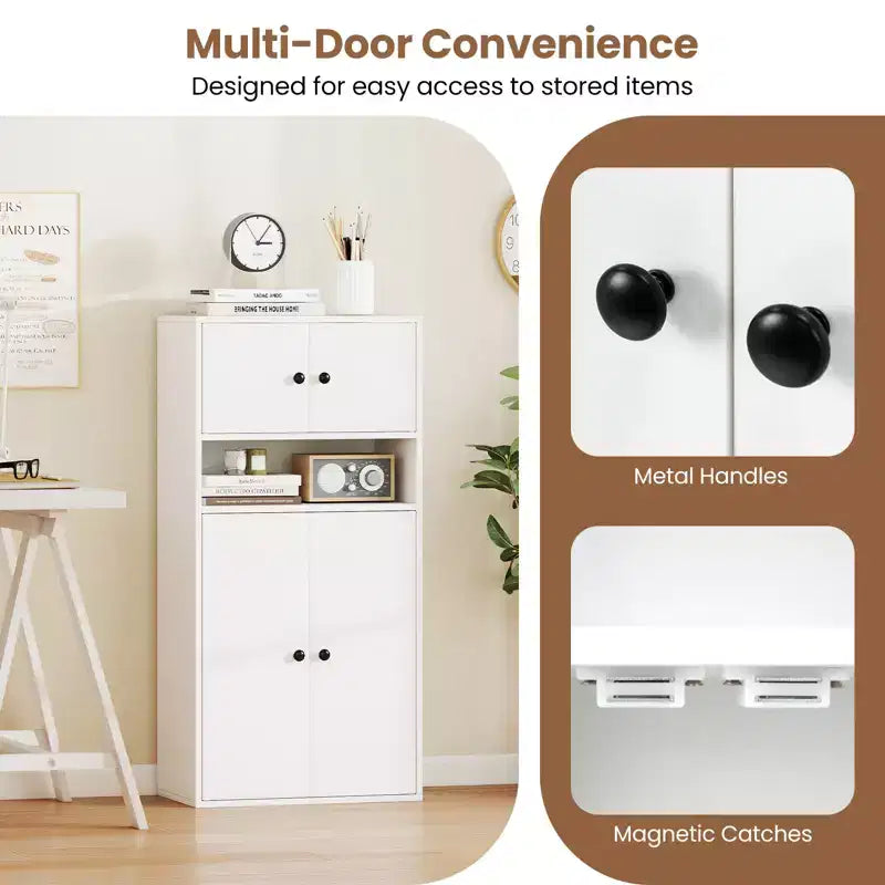 Costway 1/2 Uds. Estantería de 44'' de Alto con Puertas y Estante Ajustable para Estudio, Sala de Estar, Comedor