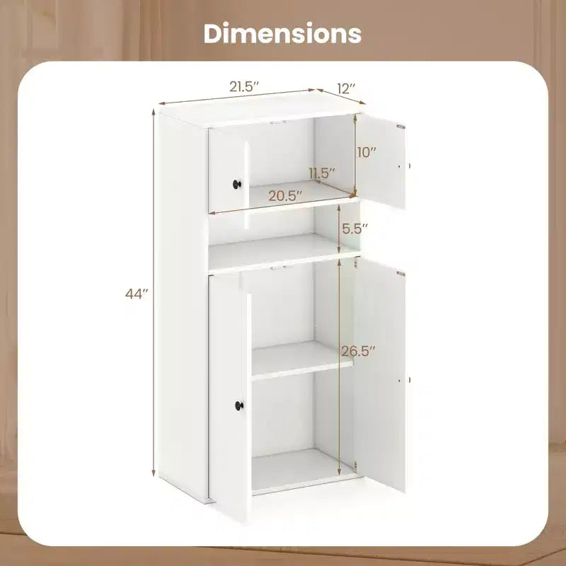 Costway 1/2 Uds. Estantería de 44'' de Alto con Puertas y Estante Ajustable para Estudio, Sala de Estar, Comedor