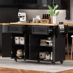 Isla de Cocina con Abatible, Carrito de Cocina Rodante con Ruedas con Puertas, Cajones y Toma de Corriente para Comedor