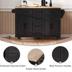 Isla de Cocina con Abatible, Carrito de Cocina Rodante con Ruedas con Puertas, Cajones y Toma de Corriente para Comedor