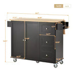Carro de cocina con superficie de madera y barra de desayuno plegable, isla de cocina móvil con ruedas, almacenamiento y toallero
