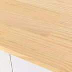 Carro de cocina con ruedas y encimera de madera maciza, ruedas con bloqueo, 137.9 cm de ancho, armario de 4 puertas y dos cajones, especiero