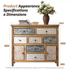 GDFStudio Lira 39.37'' Cómoda auxiliar vintage de madera con 7 cajones y 2 puertas