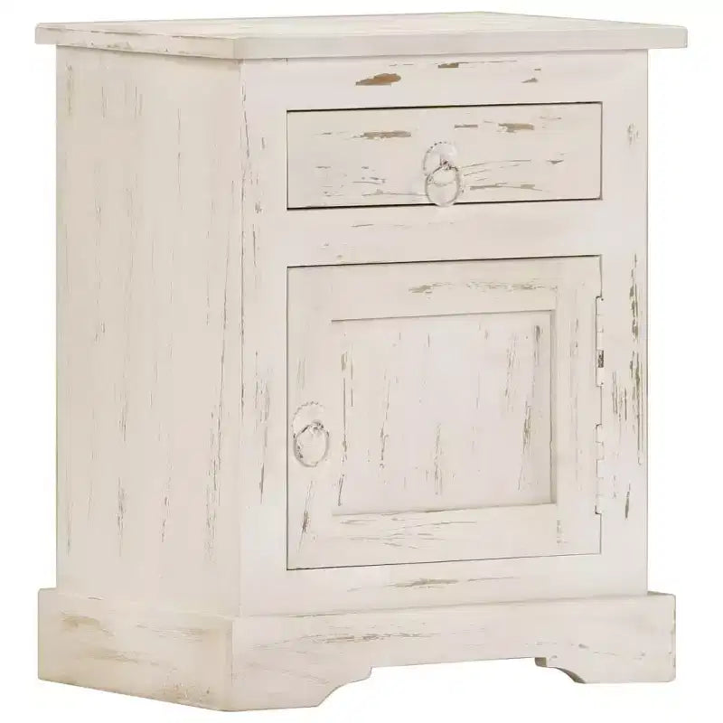 vidaXL Mesita de Noche Blanca 40x30x50 cm Madera Maciza de Mango
