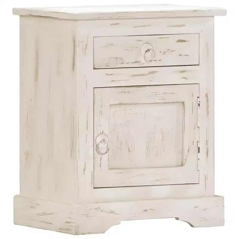 vidaXL Mesita de Noche Blanca 40x30x50 cm Madera Maciza de Mango