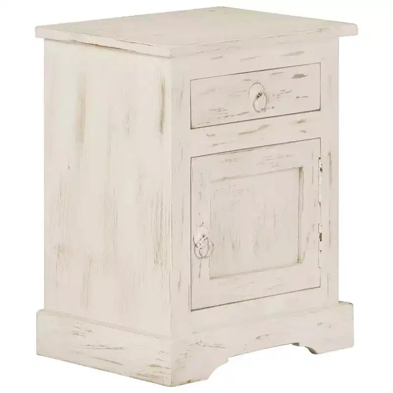 vidaXL Mesita de Noche Blanca 40x30x50 cm Madera Maciza de Mango