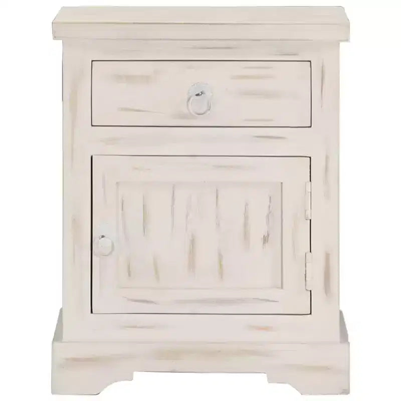 vidaXL Mesita de Noche Blanca 40x30x50 cm Madera Maciza de Mango
