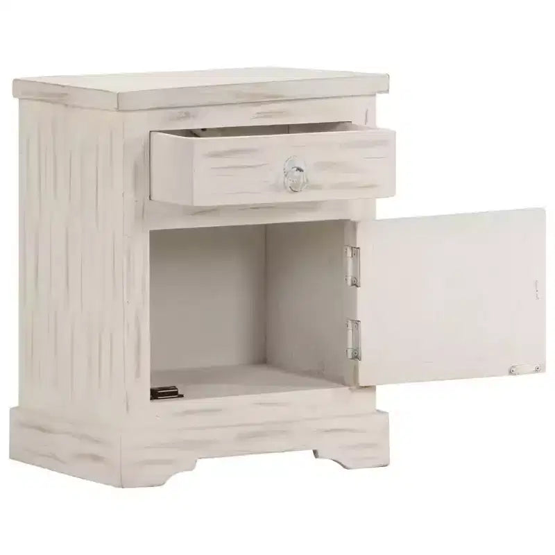 vidaXL Mesita de Noche Blanca 40x30x50 cm Madera Maciza de Mango