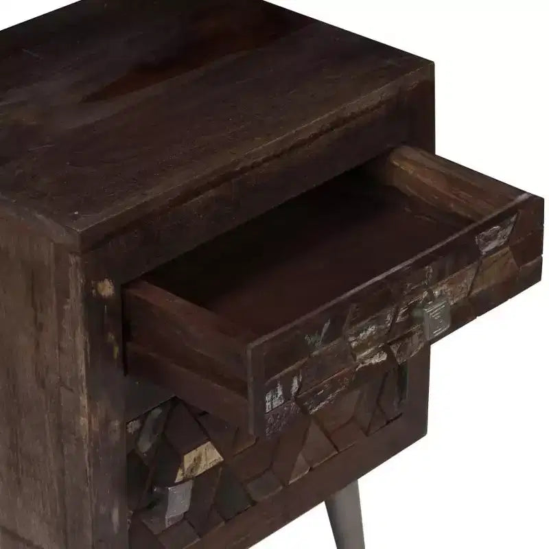 vidaXL Mesita de Noche Madera Maciza Reciclada 40x30x50 cm