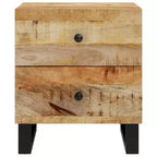vidaXL Mesita de Noche Negra de Madera Maciza de Mango Mesita de Noche Mediana