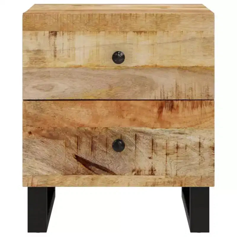 vidaXL Mesita de Noche Negra de Madera Maciza de Mango Mesita de Noche Mediana