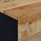 vidaXL Mesita de Noche Negra de Madera Maciza de Mango Mesita de Noche Mediana