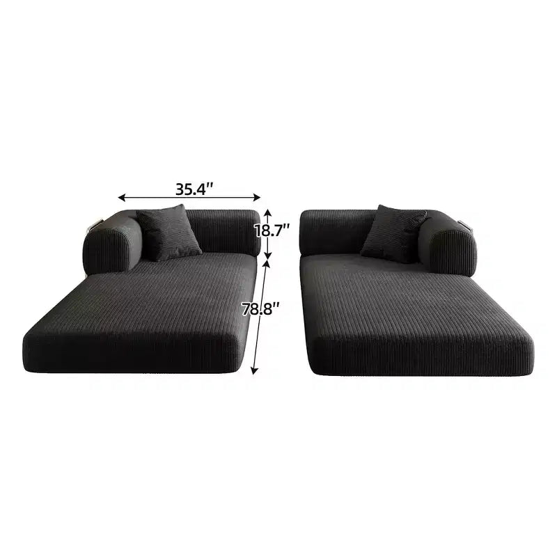 Whisen 78.8 Sofá seccional modular sin brazos, sofá cama convertible, sofá de compresión con respaldo y reposabrazos con almohada