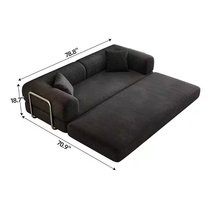 Whisen 78.8 Sofá seccional modular sin brazos, sofá cama convertible, sofá de compresión con respaldo y reposabrazos con almohada