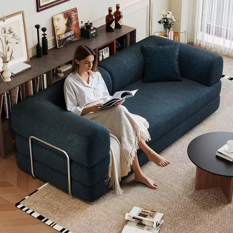 Whisen 78.8 Sofá seccional modular sin brazos, sofá cama convertible, sofá de compresión con respaldo y reposabrazos con almohada