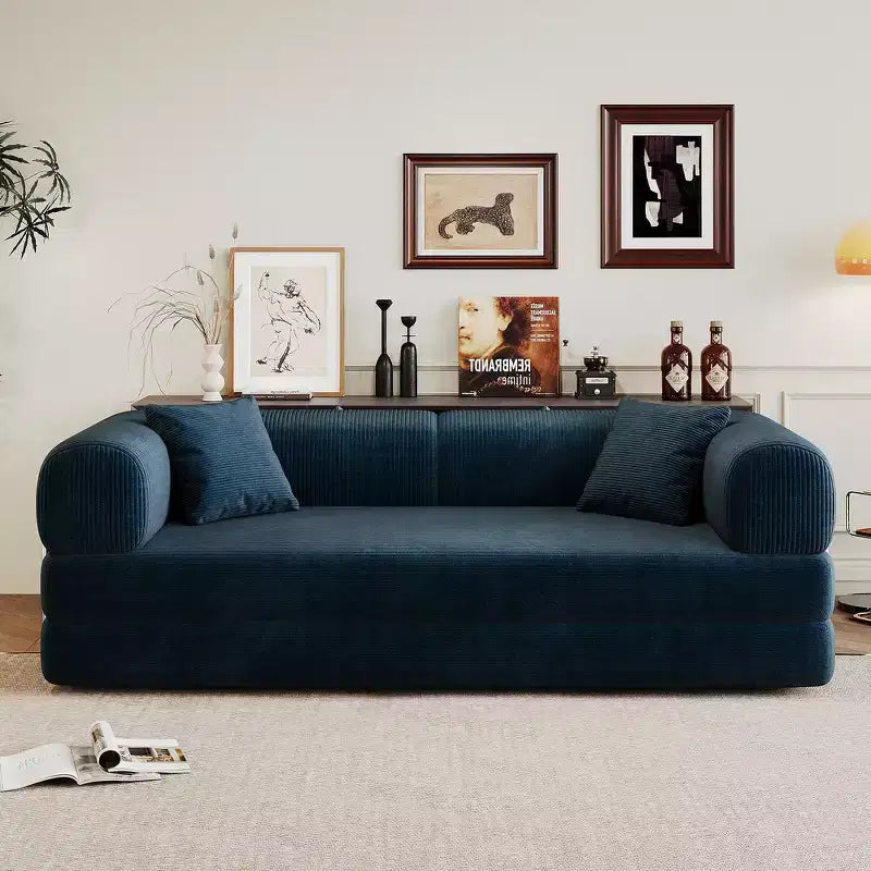 Whisen 78.8 Sofá seccional modular sin brazos, sofá cama convertible, sofá de compresión con respaldo y reposabrazos con almohada