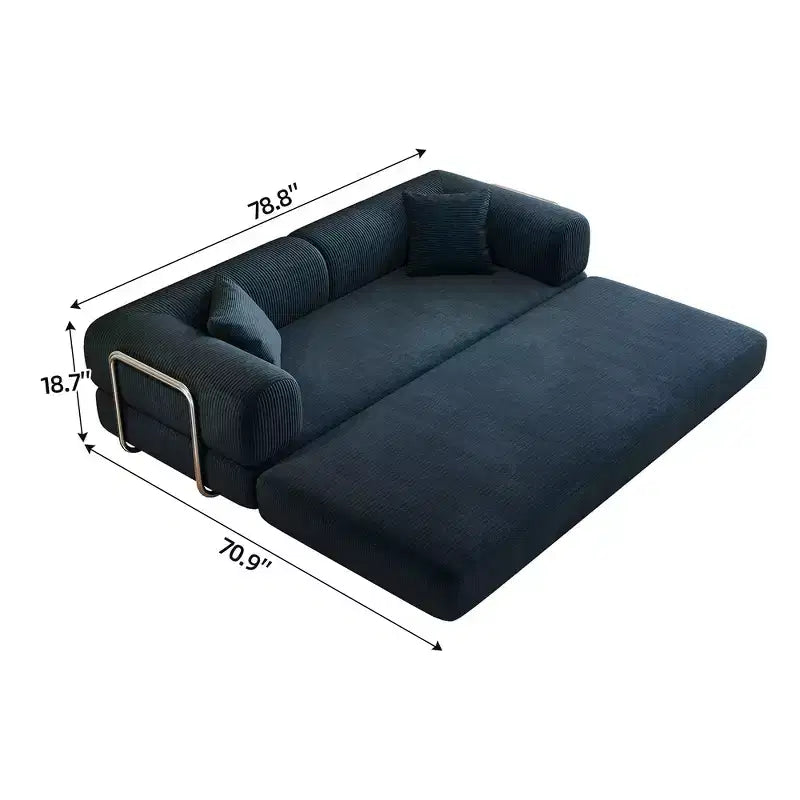 Whisen 78.8 Sofá seccional modular sin brazos, sofá cama convertible, sofá de compresión con respaldo y reposabrazos con almohada