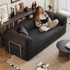 Whisen 78.8 Sofá seccional modular sin brazos, sofá cama convertible, sofá de compresión con respaldo y reposabrazos con almohada