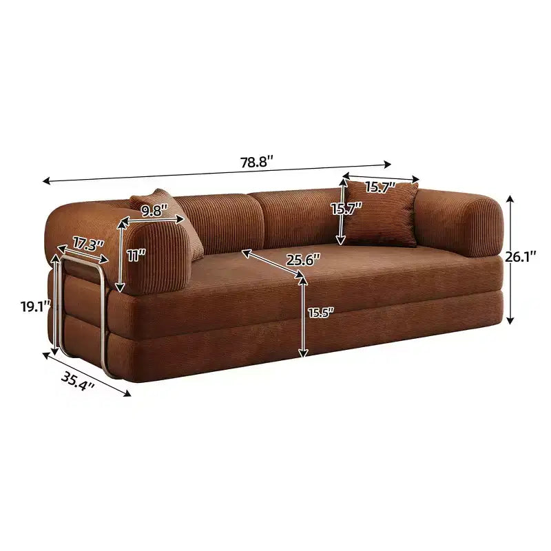 Whisen 78.8 Sofá seccional modular sin brazos, sofá cama convertible, sofá de compresión con respaldo y reposabrazos con almohada