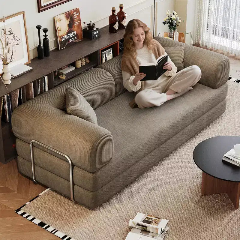 Whisen 78.8 Sofá seccional modular sin brazos, sofá cama convertible, sofá de compresión con respaldo y reposabrazos con almohada