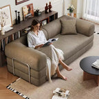 Whisen 78.8 Sofá seccional modular sin brazos, sofá cama convertible, sofá de compresión con respaldo y reposabrazos con almohada
