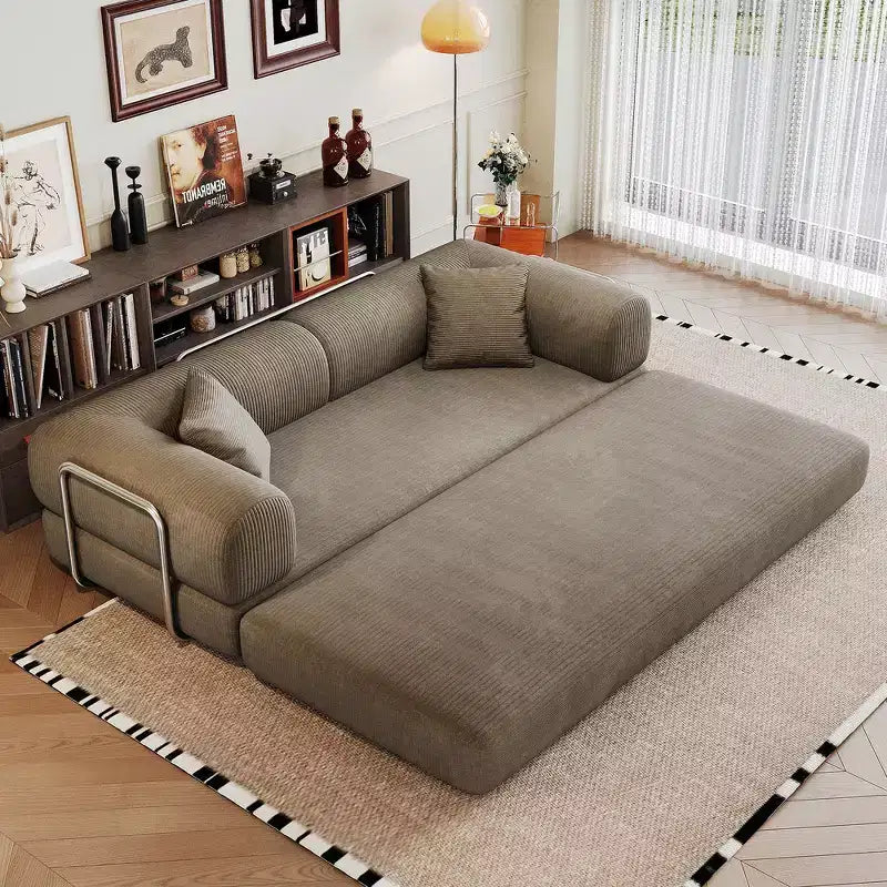 Whisen 78.8 Sofá seccional modular sin brazos, sofá cama convertible, sofá de compresión con respaldo y reposabrazos con almohada