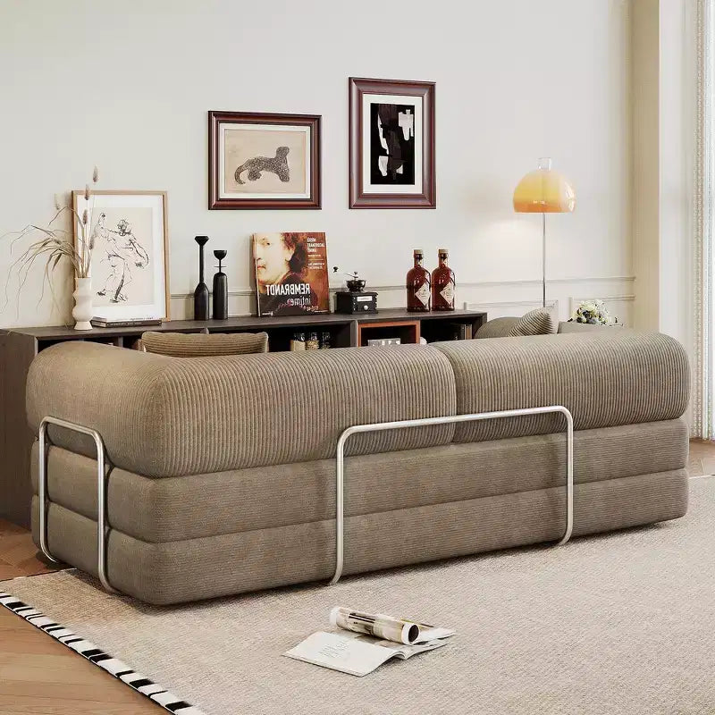 Whisen 78.8 Sofá seccional modular sin brazos, sofá cama convertible, sofá de compresión con respaldo y reposabrazos con almohada
