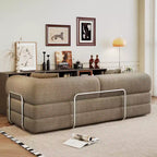 Whisen 78.8 Sofá seccional modular sin brazos, sofá cama convertible, sofá de compresión con respaldo y reposabrazos con almohada