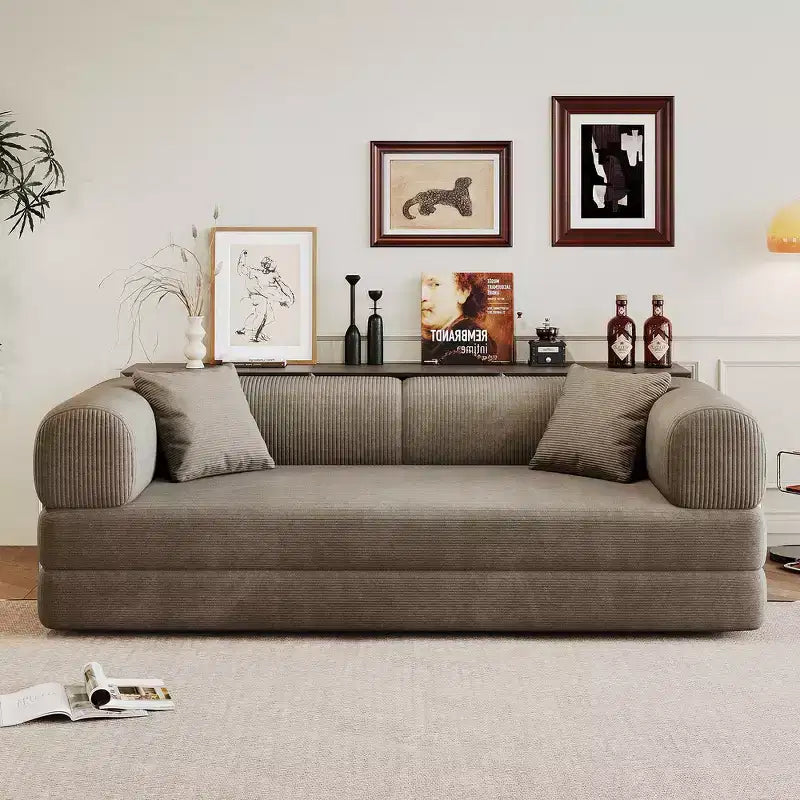 Whisen 78.8 Sofá seccional modular sin brazos, sofá cama convertible, sofá de compresión con respaldo y reposabrazos con almohada