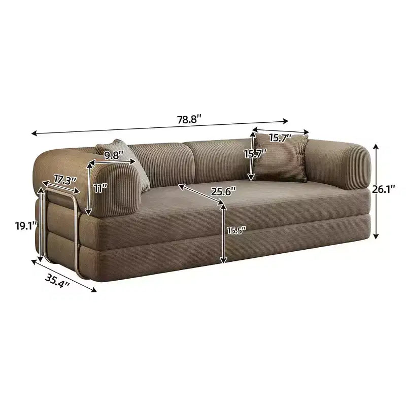 Whisen 78.8 Sofá seccional modular sin brazos, sofá cama convertible, sofá de compresión con respaldo y reposabrazos con almohada