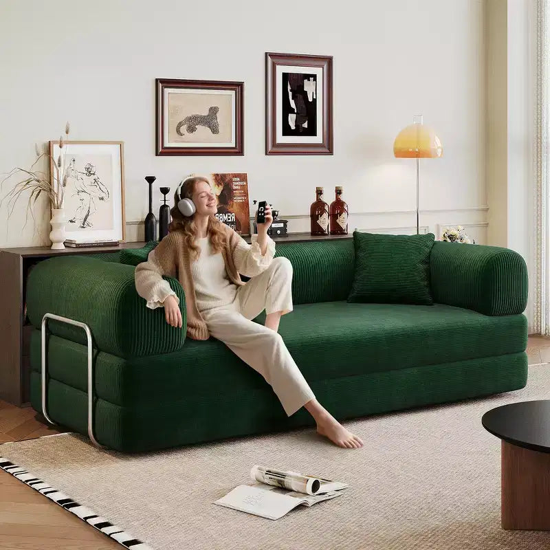 Whisen 78.8 Sofá seccional modular sin brazos, sofá cama convertible, sofá de compresión con respaldo y reposabrazos con almohada
