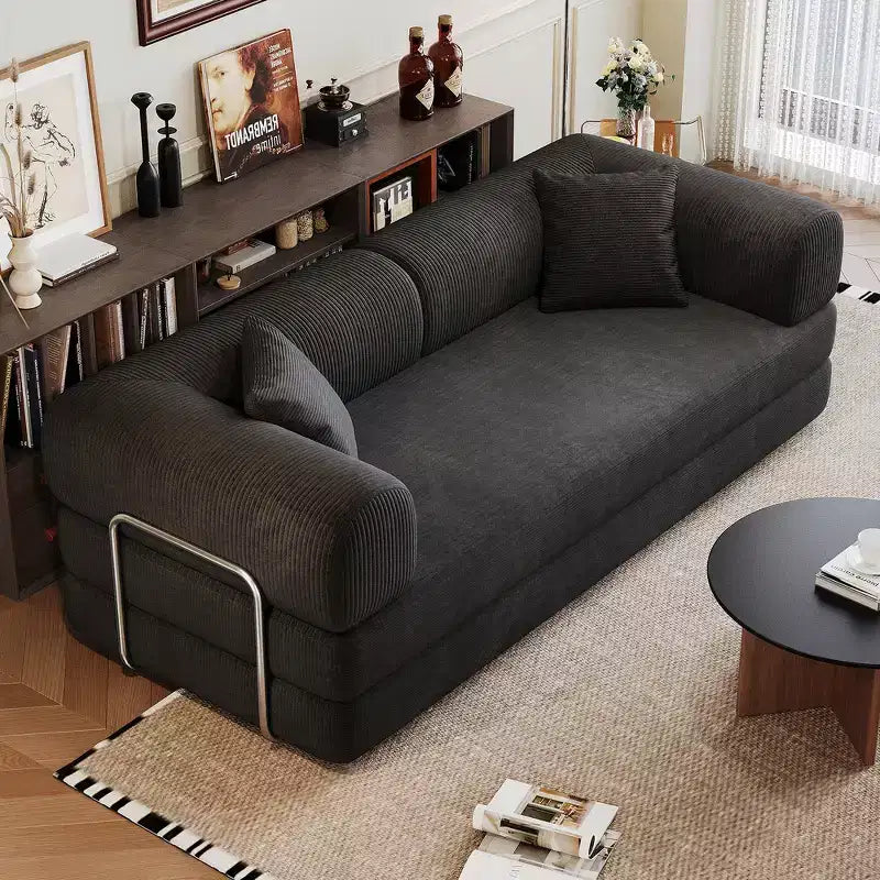Whisen 78.8 Sofá seccional modular sin brazos, sofá cama convertible, sofá de compresión con respaldo y reposabrazos con almohada