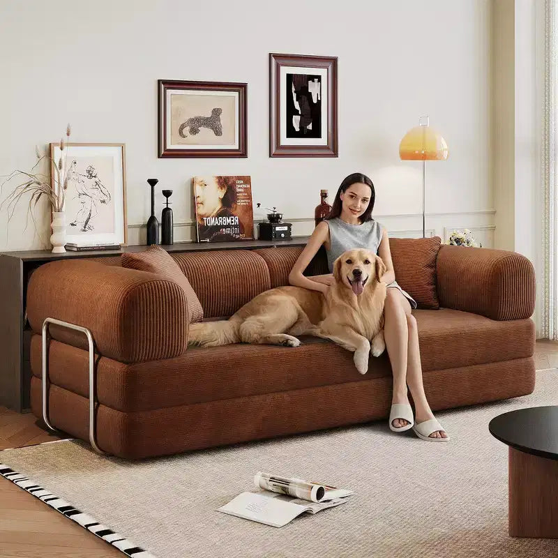 Whisen 78.8 Sofá seccional modular sin brazos, sofá cama convertible, sofá de compresión con respaldo y reposabrazos con almohada