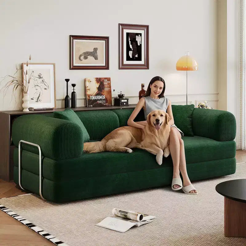 Whisen 78.8 Sofá seccional modular sin brazos, sofá cama convertible, sofá de compresión con respaldo y reposabrazos con almohada