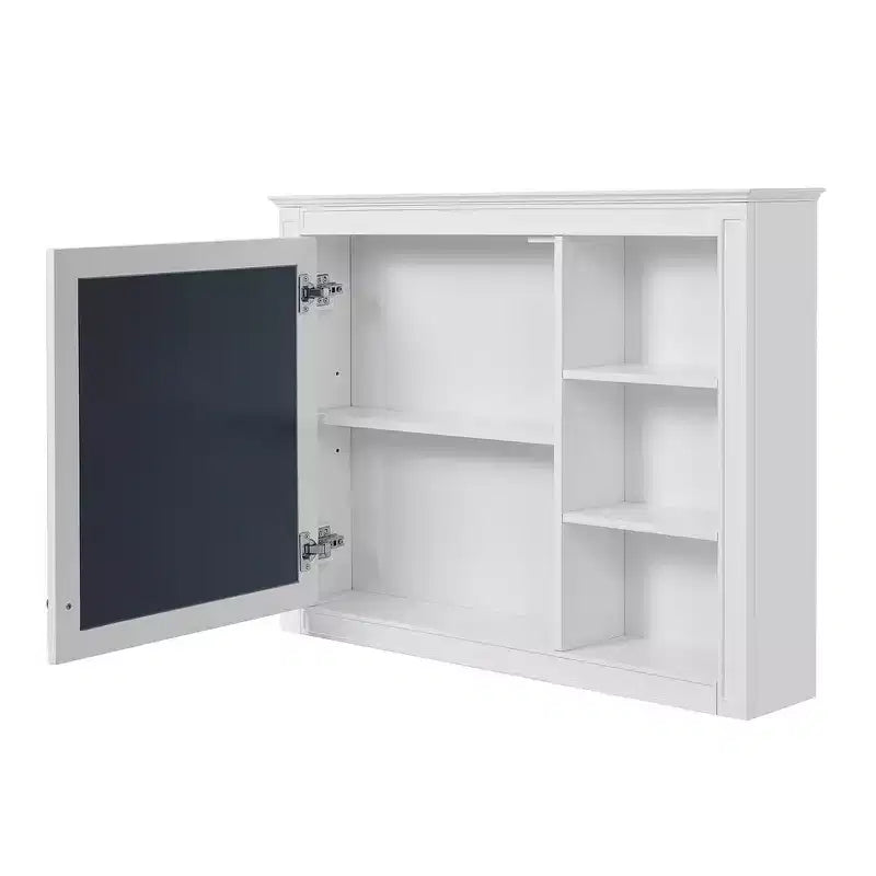 Whisen Armario de Almacenamiento de Baño Montado en la Pared, Armario para Medicinas, Armario con Espejo con 1 Estante Ajustable - Blanco