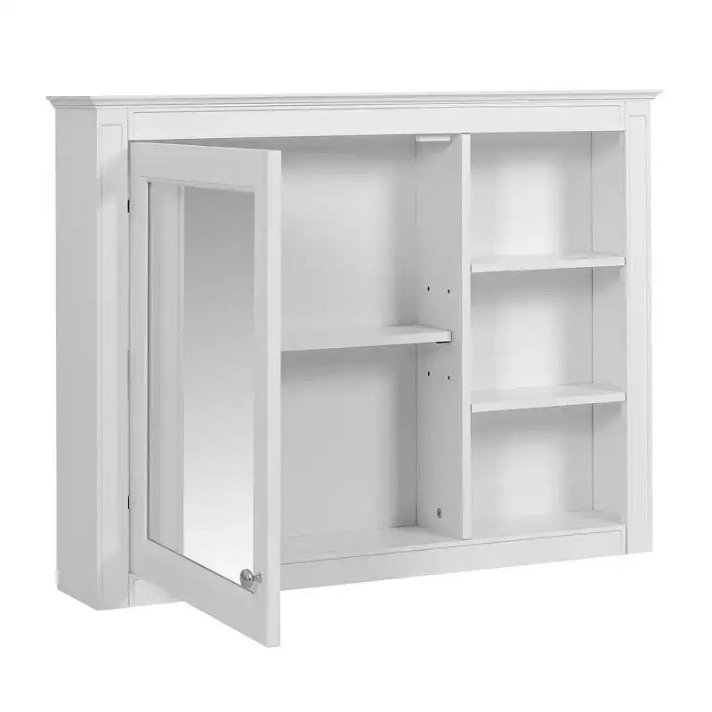 Whisen Armario de Almacenamiento de Baño Montado en la Pared, Armario para Medicinas, Armario con Espejo con 1 Estante Ajustable - Blanco