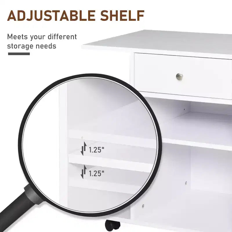 Soporte para impresora móvil, carro archivador rodante con ruedas, estante ajustable, cajón y soporte para CPU