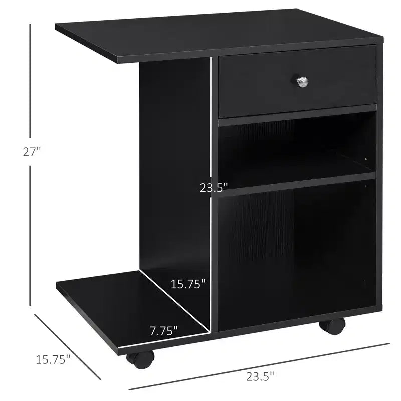 Soporte para impresora móvil, carro archivador rodante con ruedas, estante ajustable, cajón y soporte para CPU