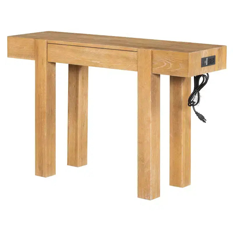Mesa consola de 47" con cajones de almacenamiento, mesa detrás del sofá de chapa de madera, mesa estrecha para entrada para sala de estar u oficina en casa-Panipeachy